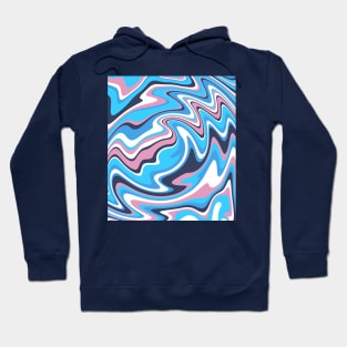 Colorful Liquid Warp Abstract Swirl - Blue and Pink Hoodie